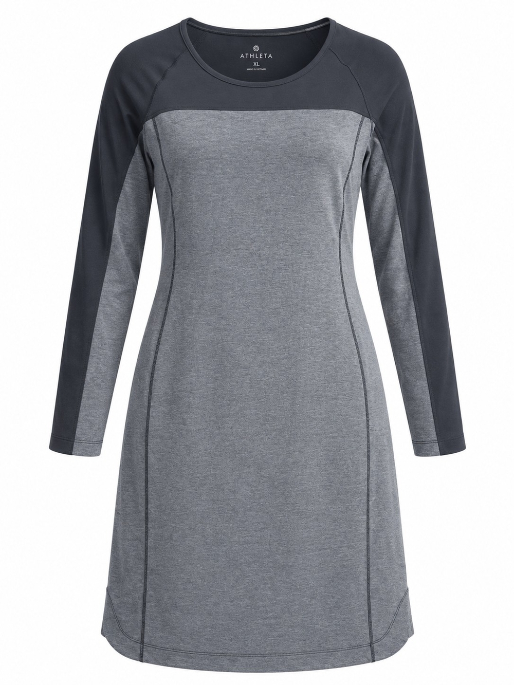 ATHLETA | Gray Black Colorblock Tencel Stretch Athleisure Sweatshirt Dress | XL